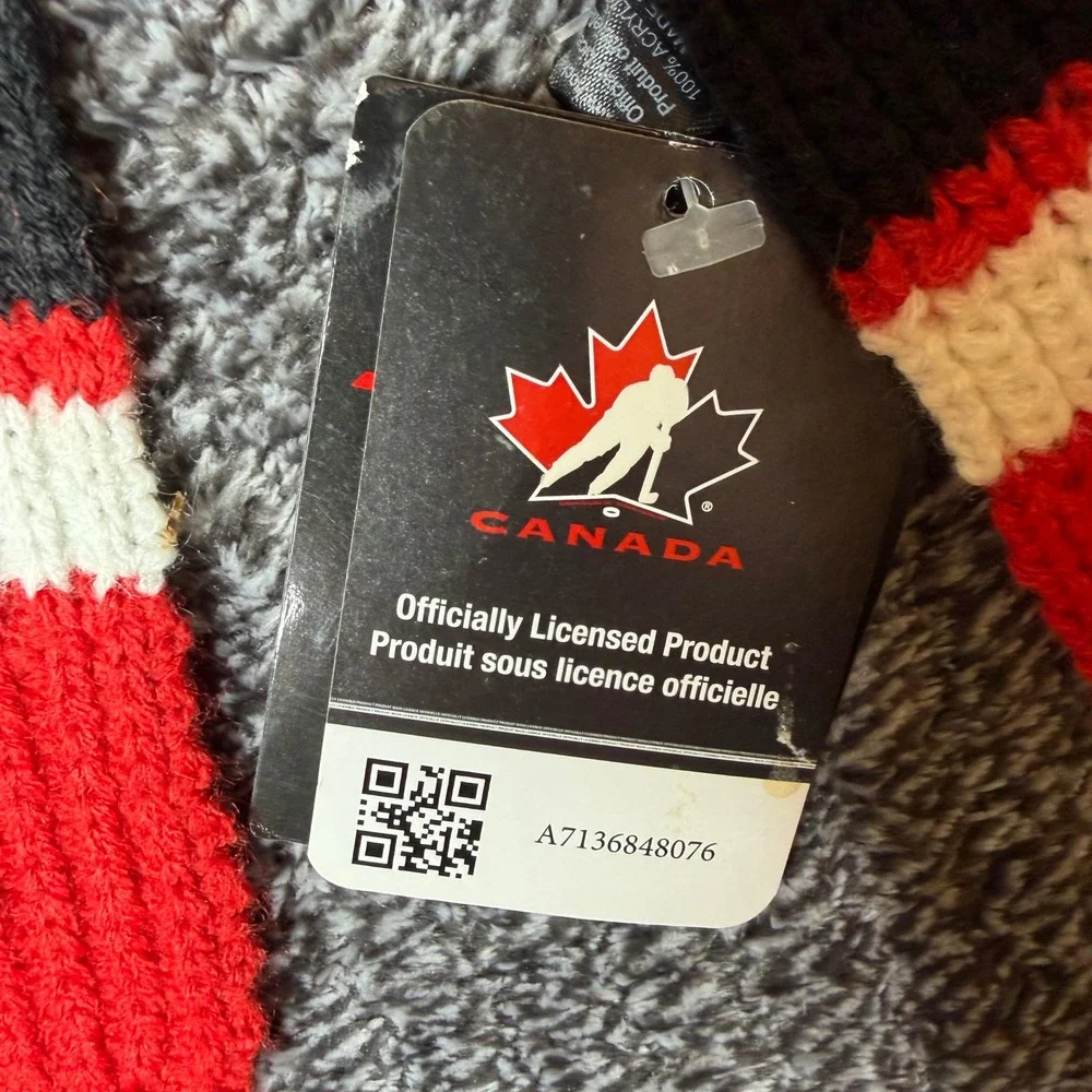 Hockey Canada Saga Sports Scarf Red White Black Knit Team Canada NWT